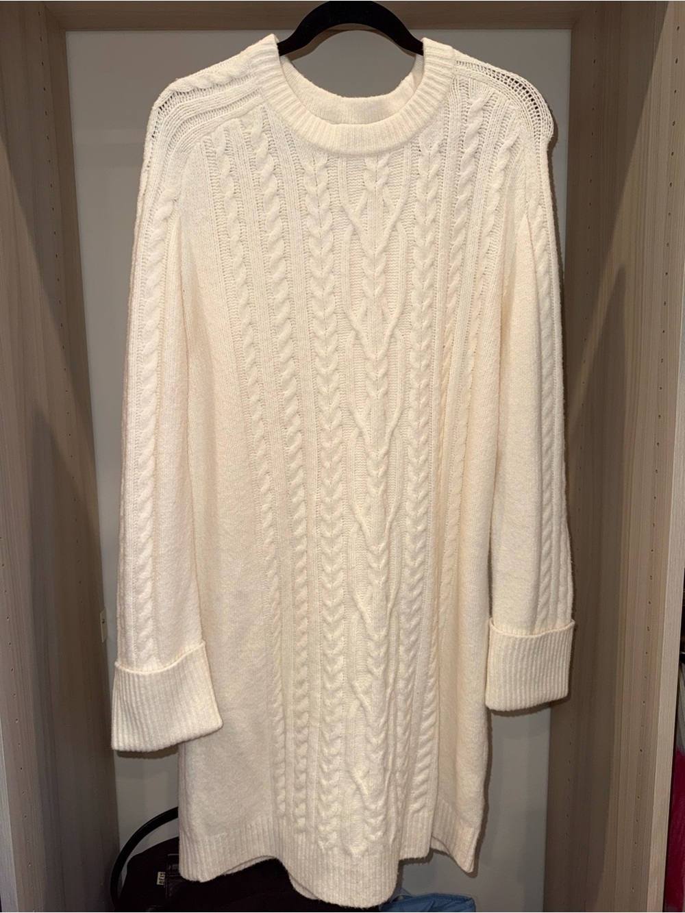Abercrombie & Fitch Cream Cable Knit Sweater Dress